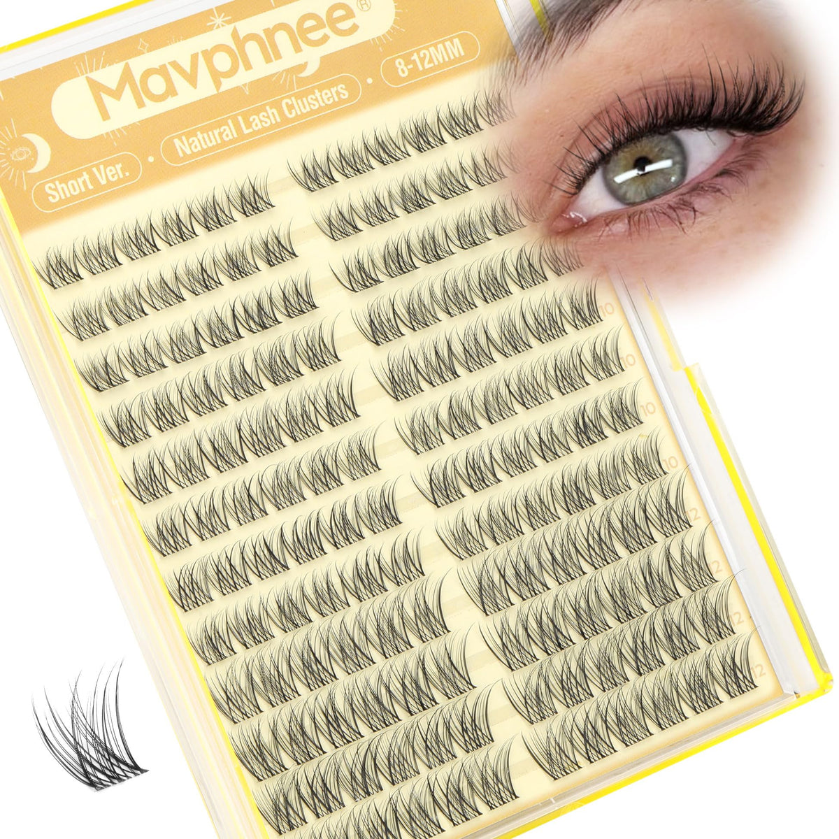 Mavphnee short lash clusters 8mm for a natural day look and easy application.