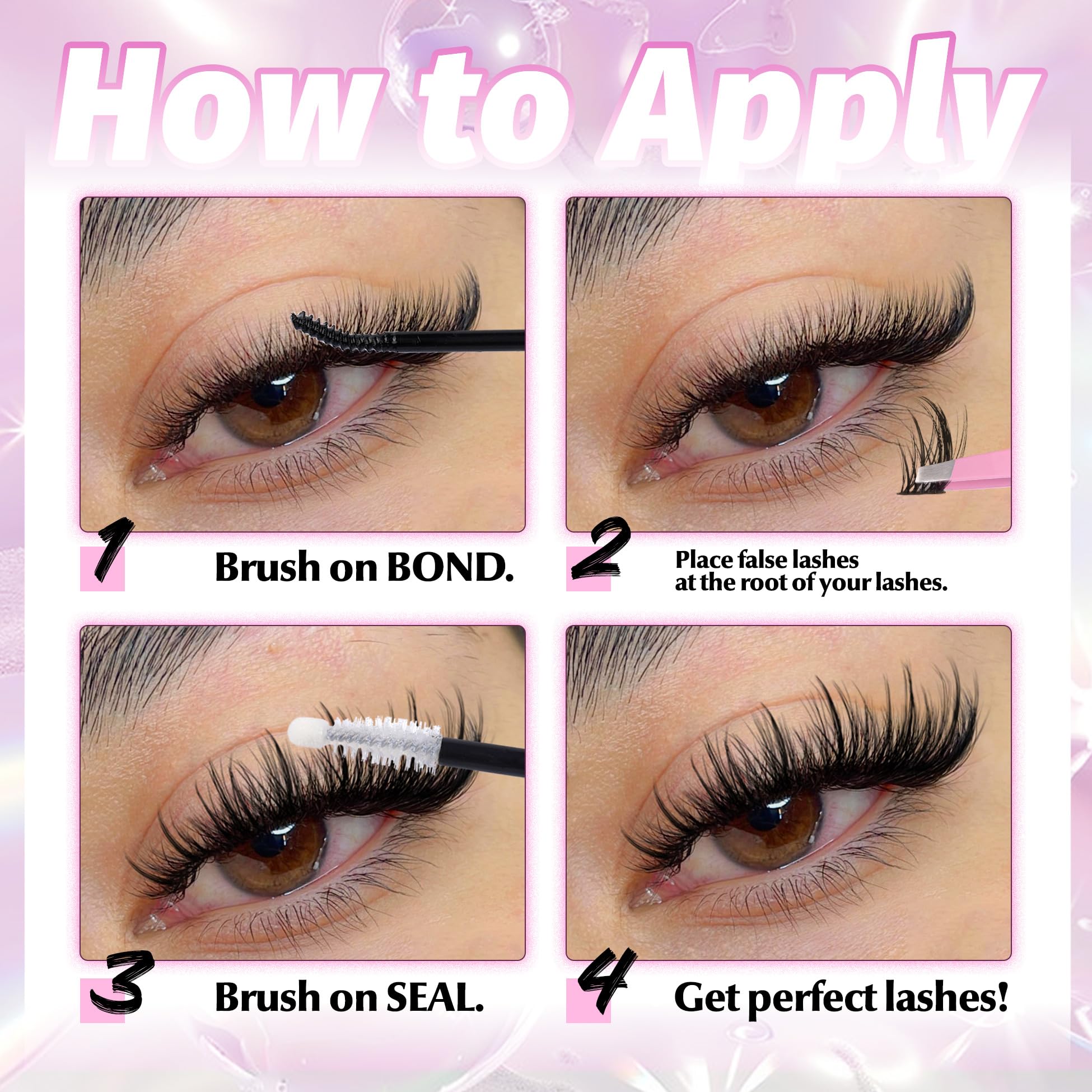 Mavphnee side-spiky design lashes add subtle definition.