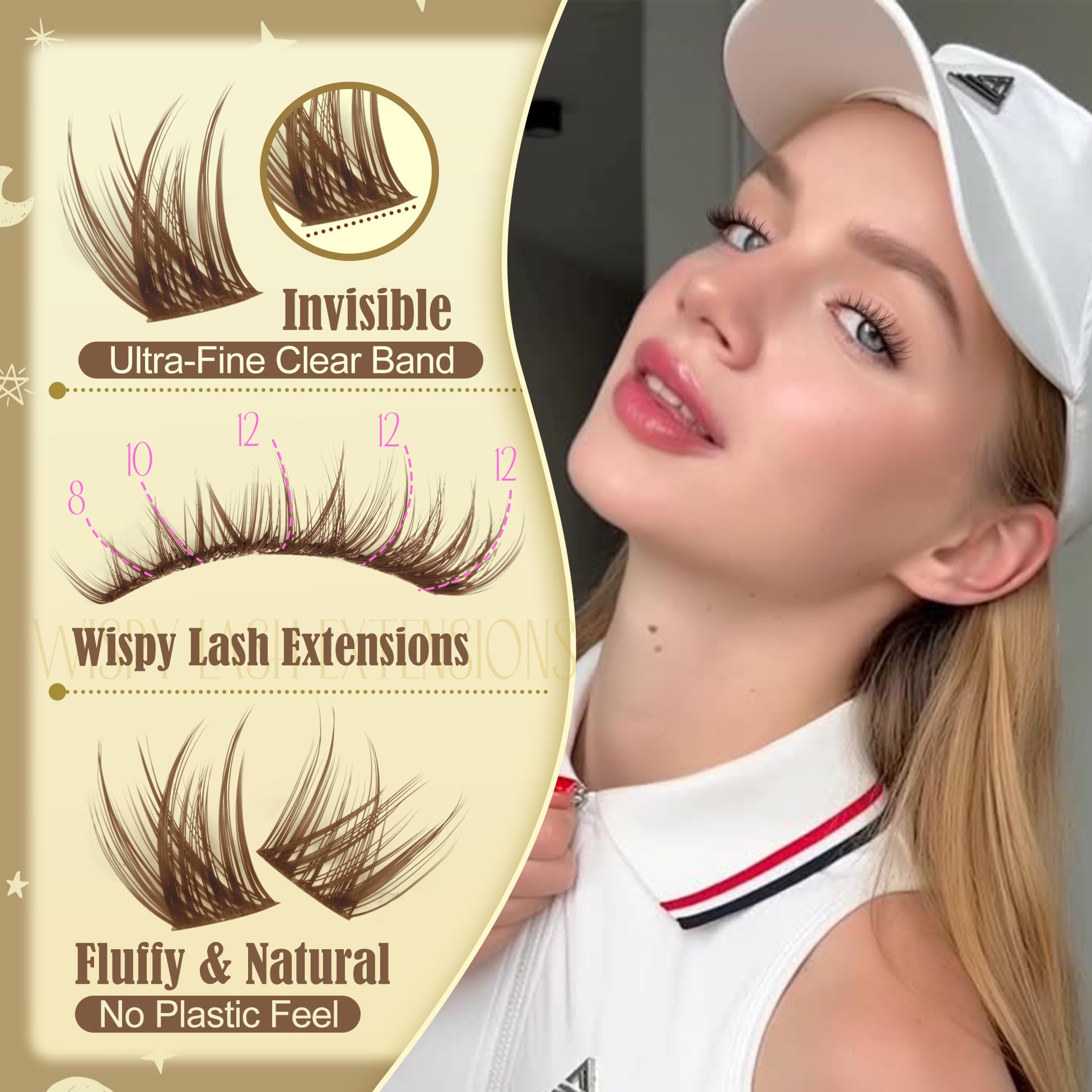 Mavphnee soft brown lash clusters for natural look on blonde hair close-up