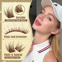 Mavphnee soft brown lash clusters for natural look on blonde hair close-up