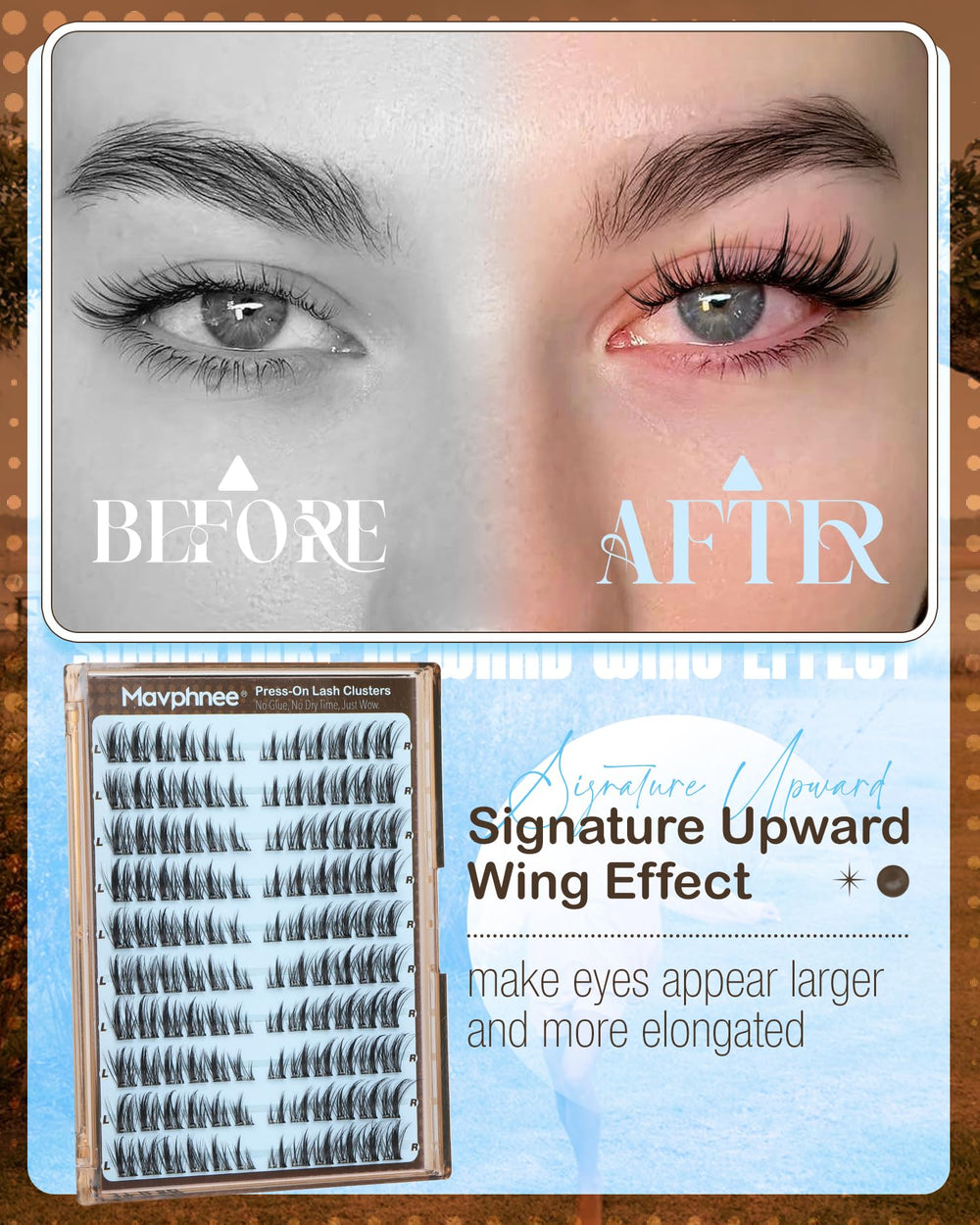 Mavphnee optional switch to lash glue extends wear time.