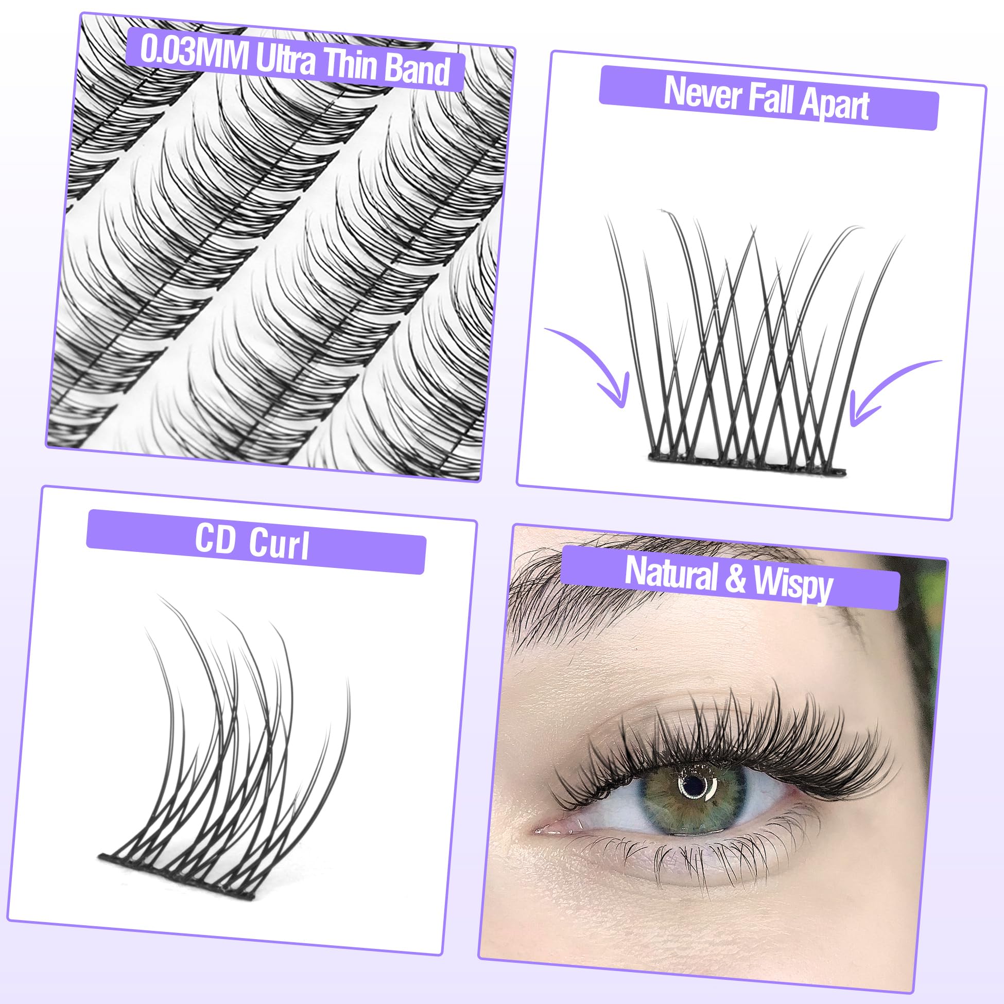 Mavphnee wispy lash extensions 9-11mm close-up highlighting lightweight comfort.