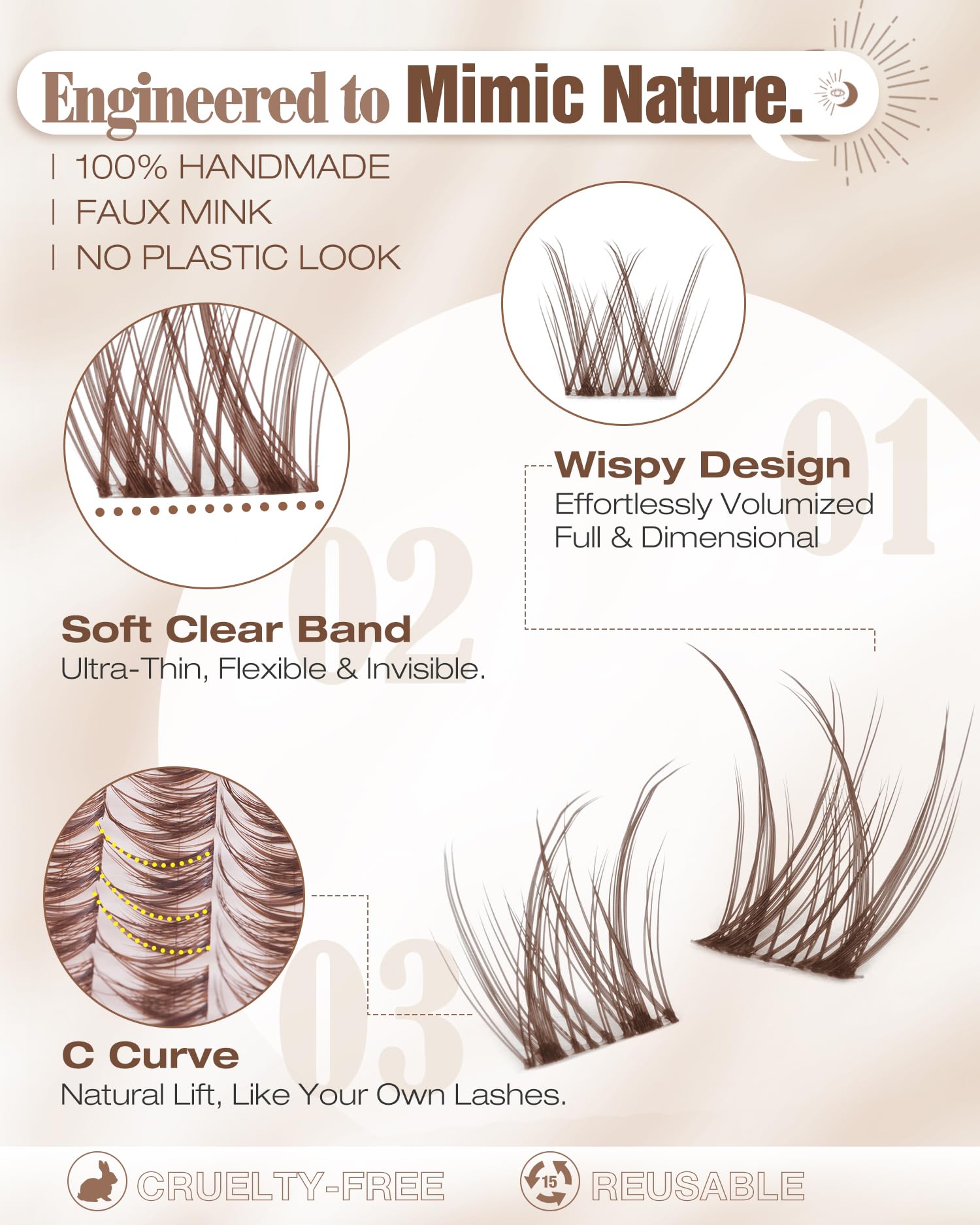 Mavphnee Wispy Lashes offer natural texture and comfortable wear.