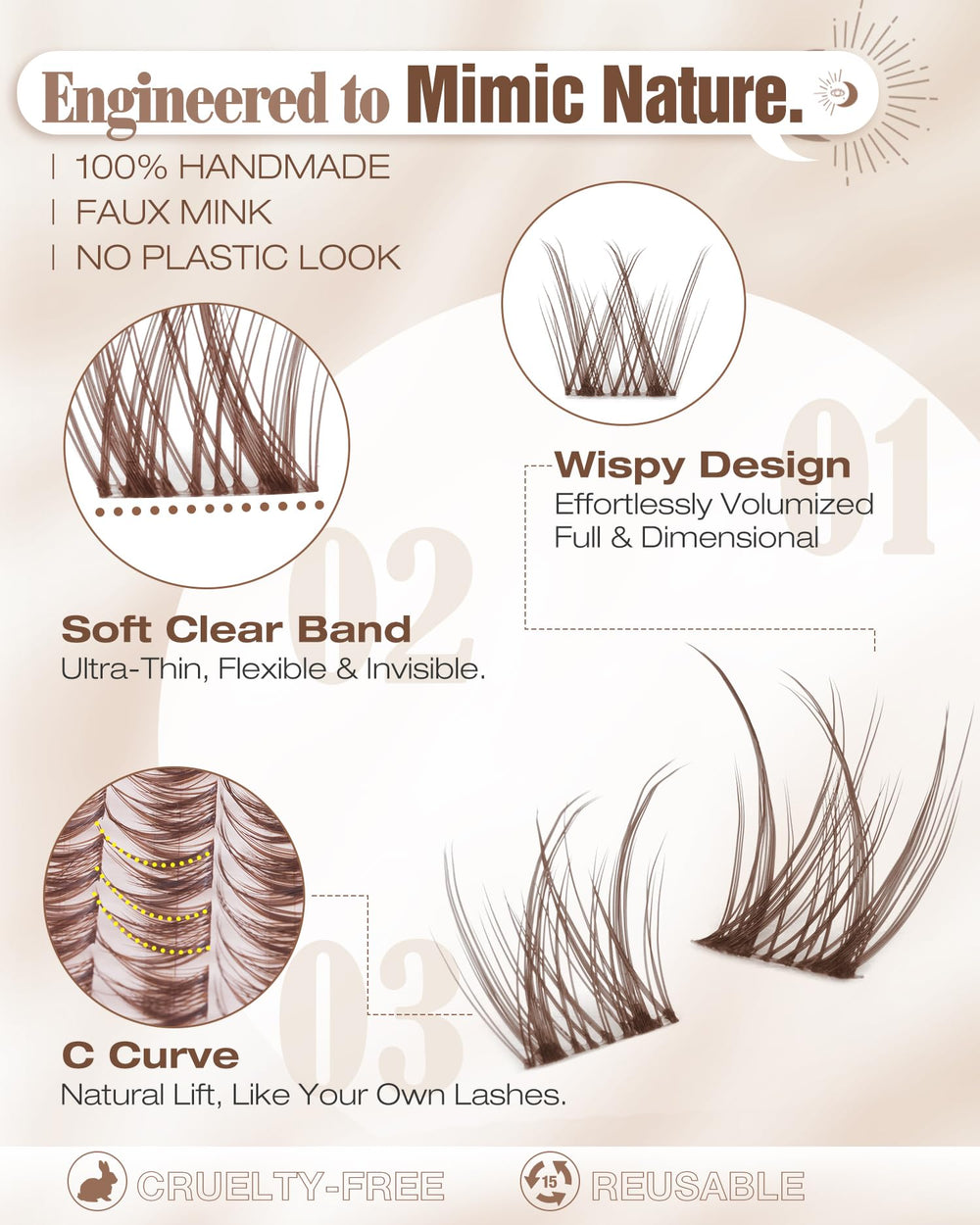 Mavphnee Wispy Lashes offer natural texture and comfortable wear.