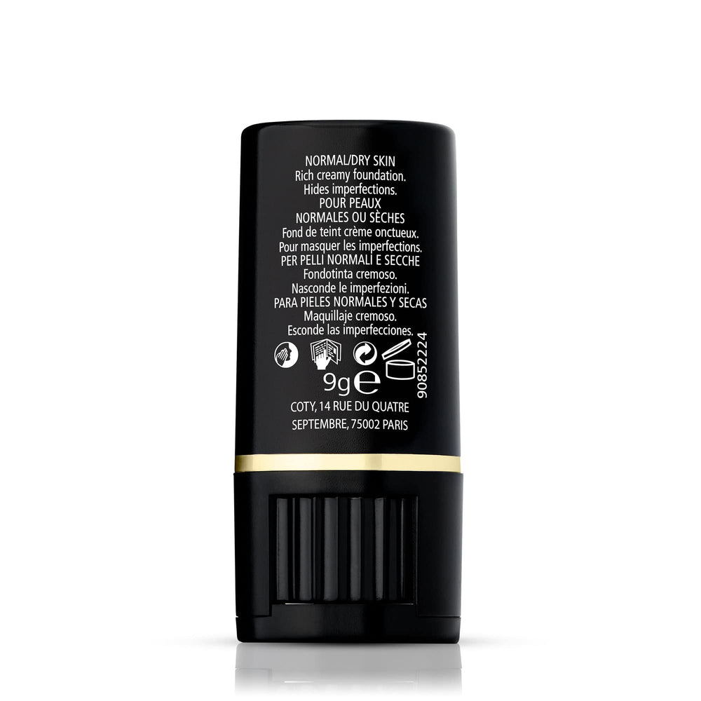 Max Factor Pan Stik on-face application showing even coverage.
