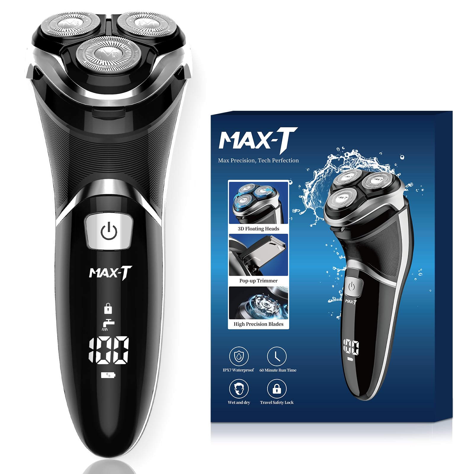 MAX-T 3D floating head shaver adapts to facial contours for a smooth shave
