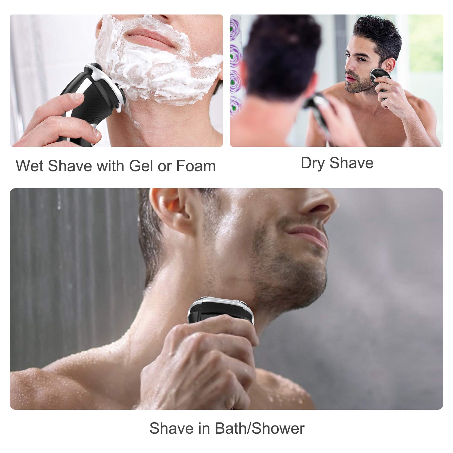 MAX-T IPX7 waterproof shaver for dry and wet shaving in the shower