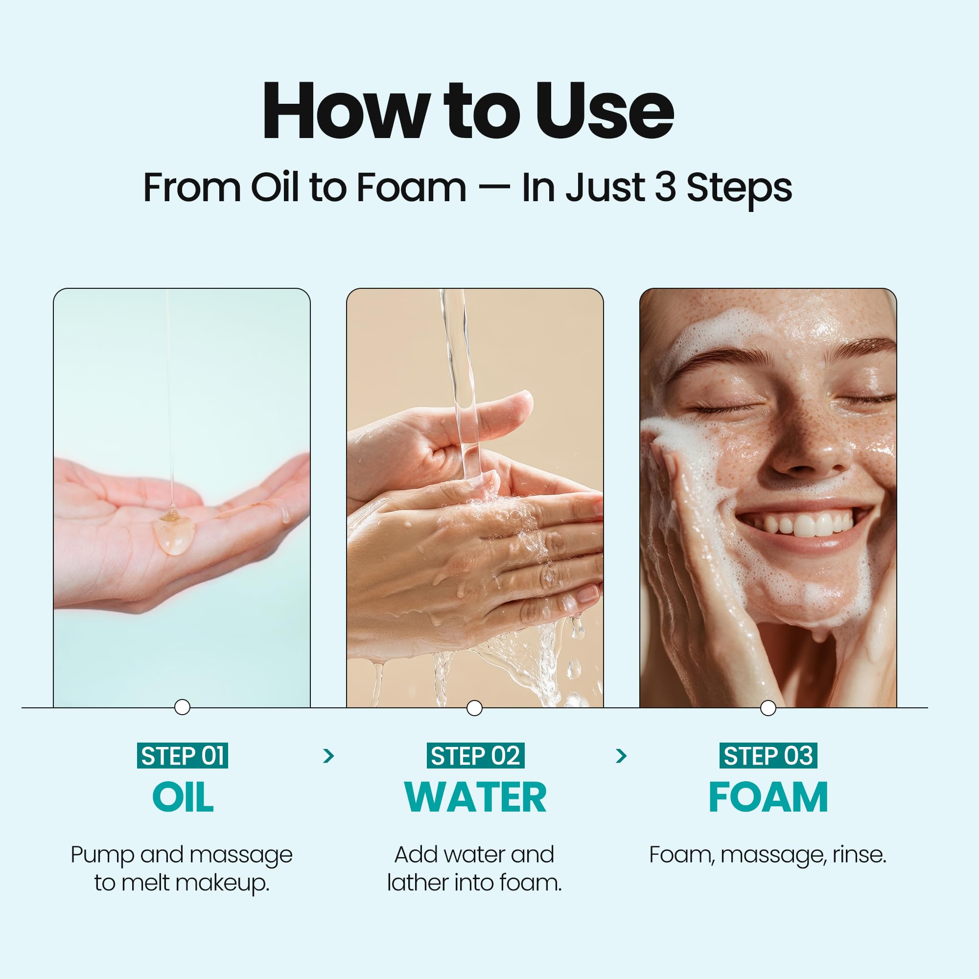 MAXCLINIC Blue Tansy Oil to Foam foam-activation creating a light lather