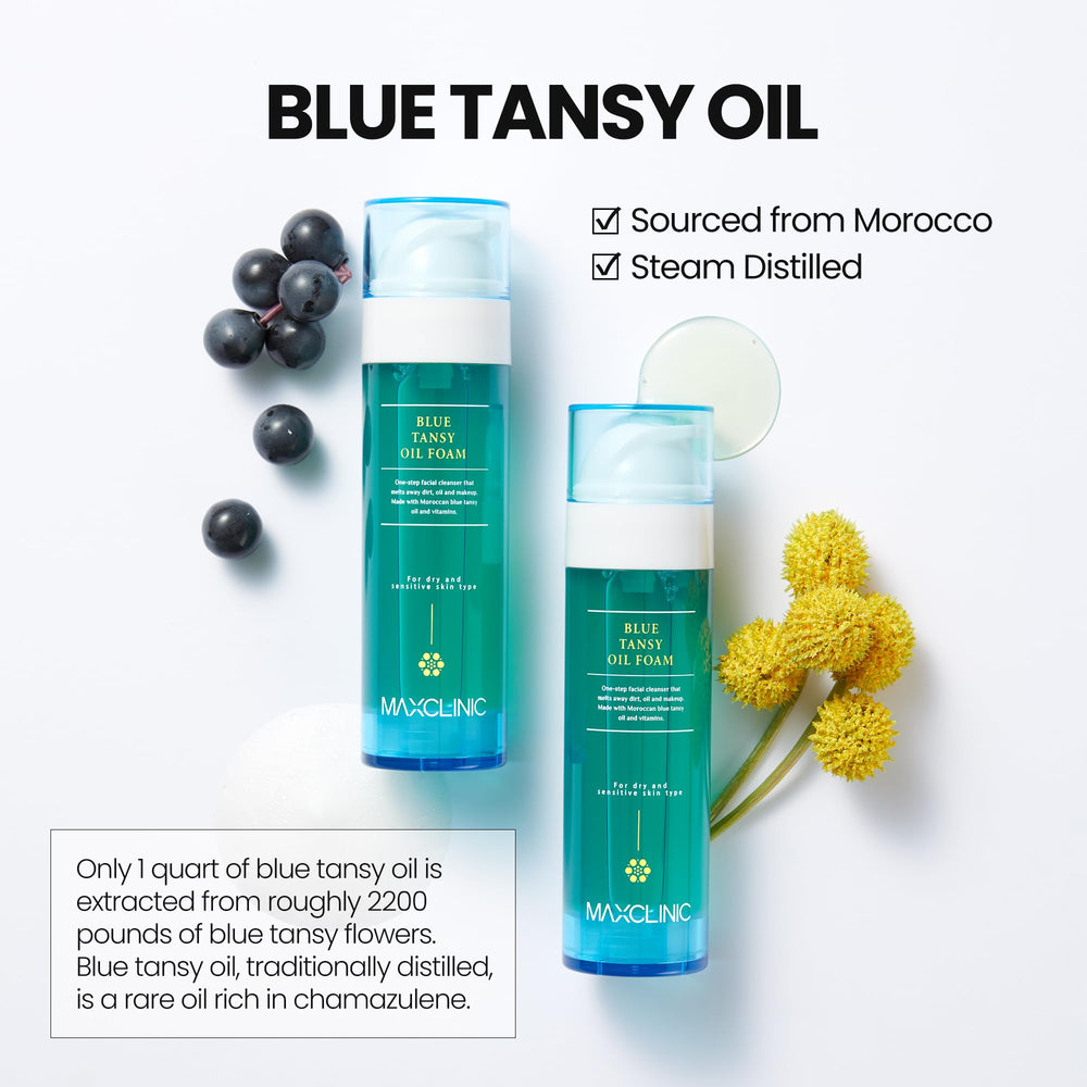 MAXCLINIC Blue Tansy Oil to Foam makeup removal shot