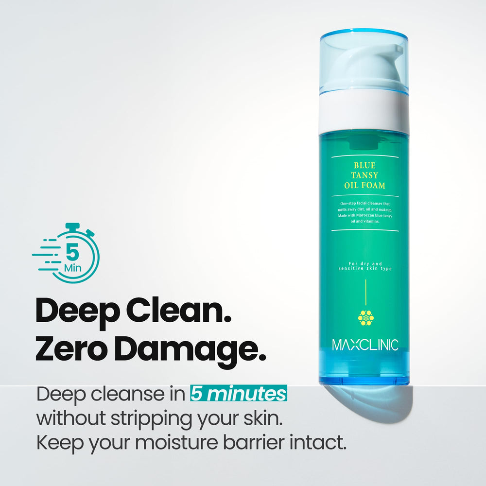 MAXCLINIC Blue Tansy Oil to Foam pore-sebum dissolve on skin