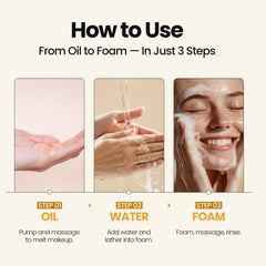 MAXCLINIC Gold Caviar Oil to Foam hands creating light, airy lather.