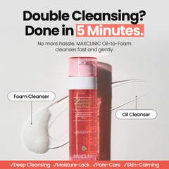 MAXCLINIC Rose Vitamin Oil to Foam foaming action creating a light, hydrating lather.