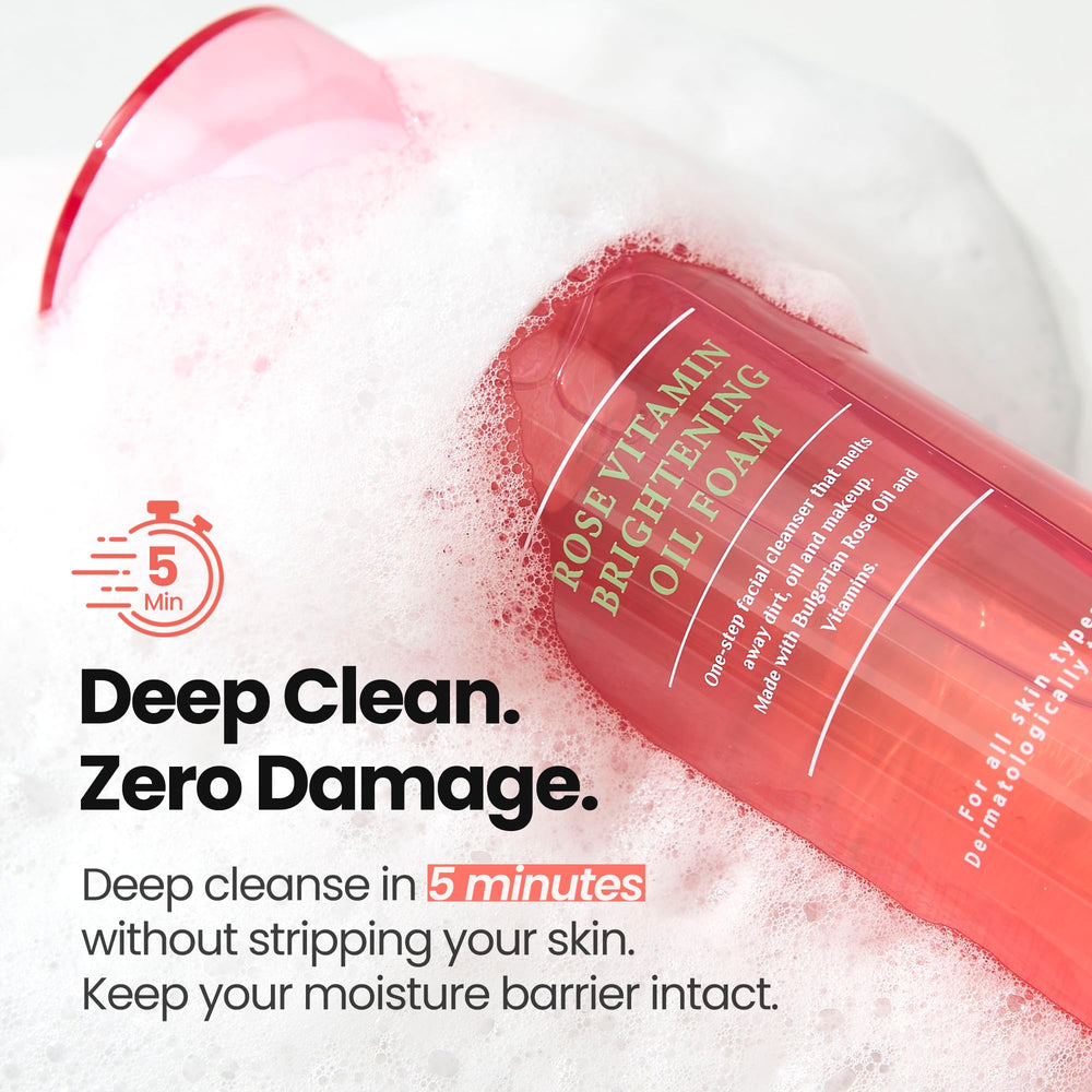 MAXCLINIC Rose Vitamin Oil to Foam pore-minimizing action for smoother skin.