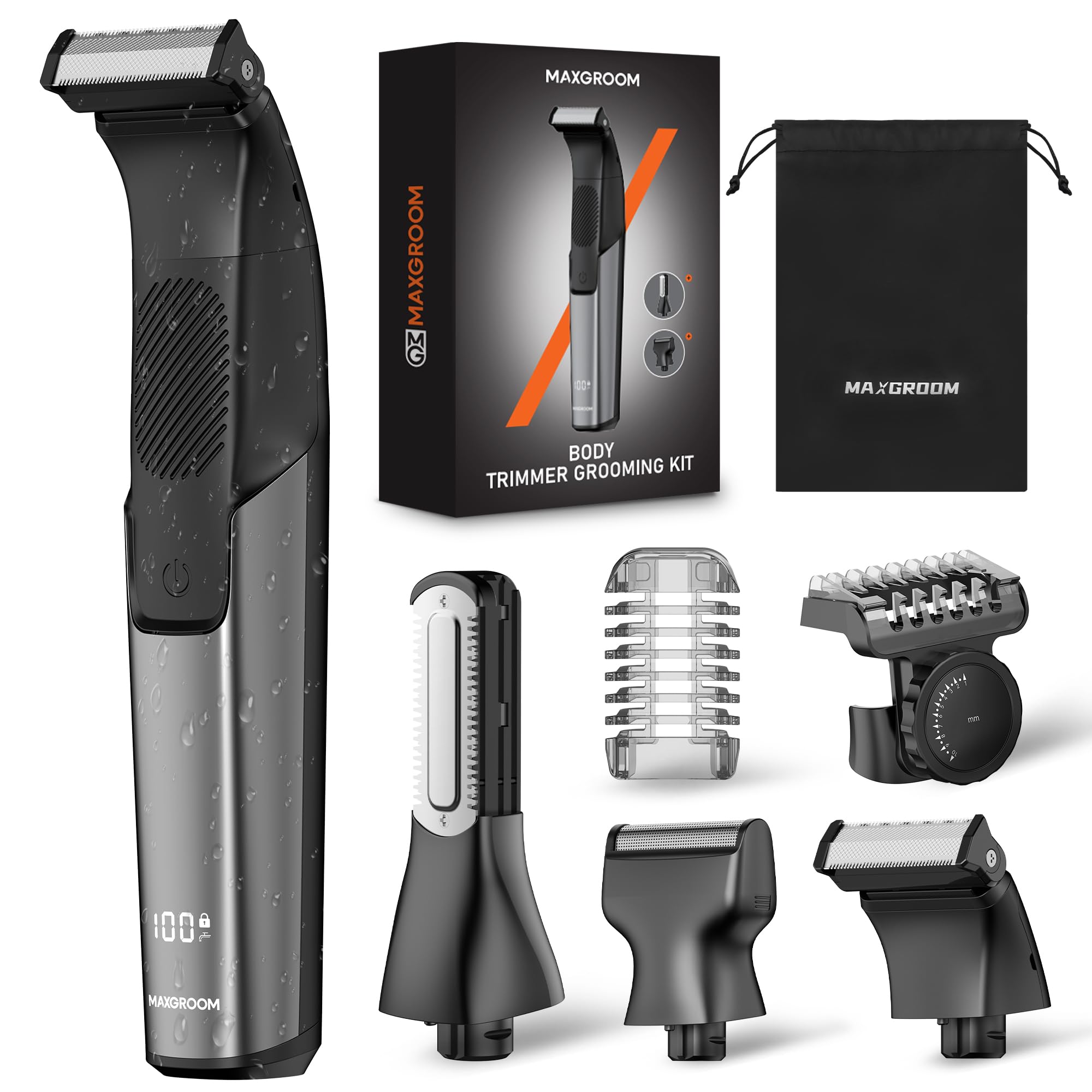 MAXGROOM 3in1 head system for versatile facial and body grooming.