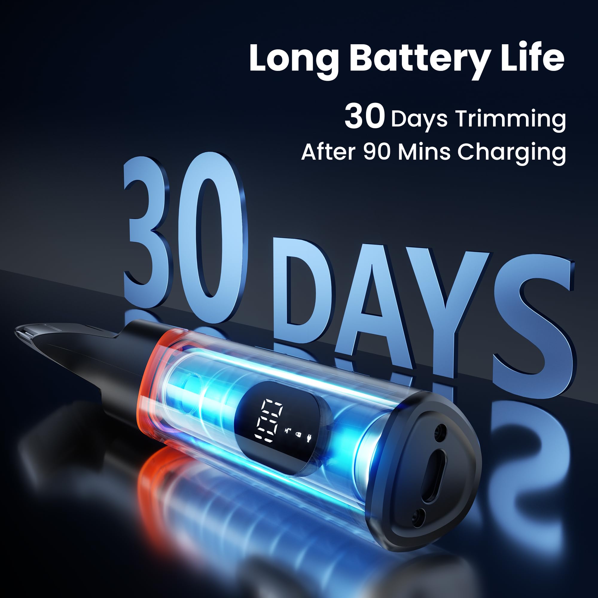MAXGROOM LED display shows battery status for planning sessions.