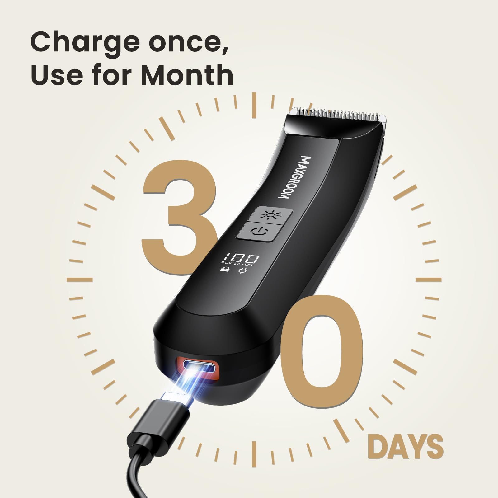 MAXGROOM USB-C rechargeable battery with clear LED display