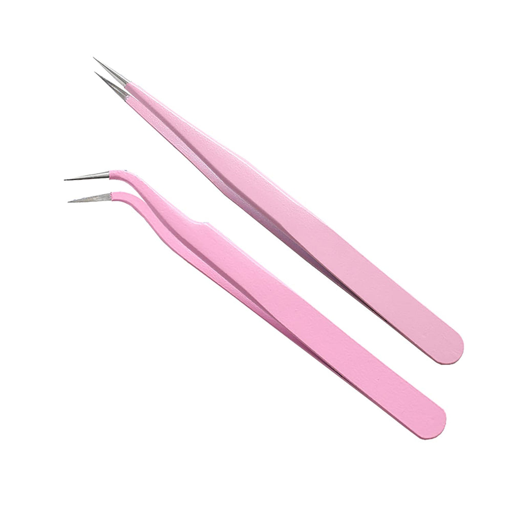 MAXLEAF straight tweezer in pink for precise lash placement and crafts.