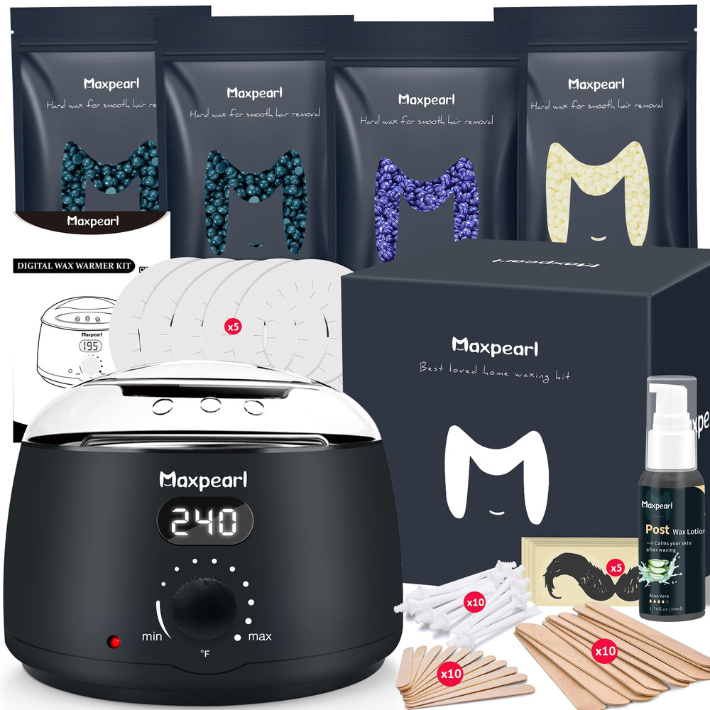 Maxpearl digital waxing kit machine with LCD display for precise, safe at-home waxing.