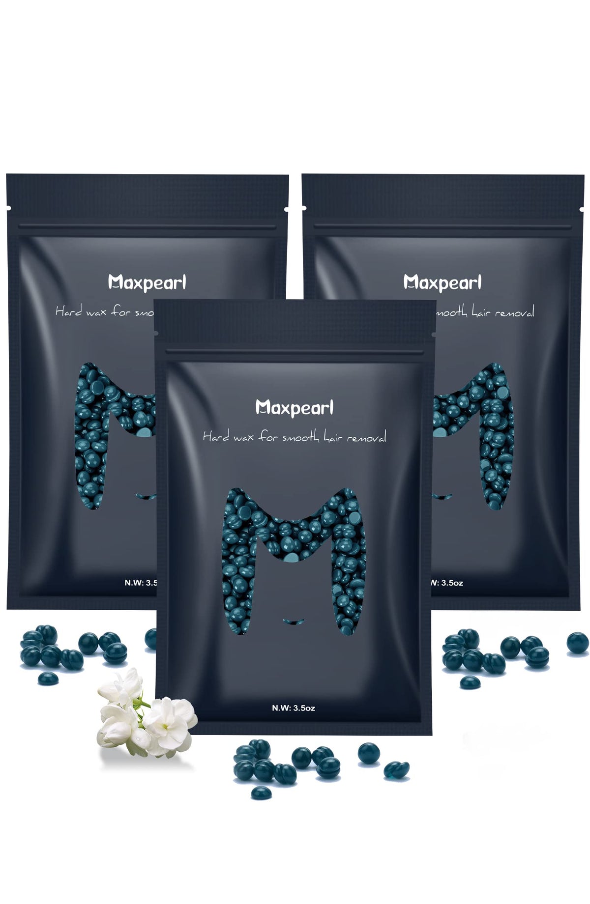 Maxpearl hard wax beads for Brazilian area provide smooth results with long-lasting hair removal.
