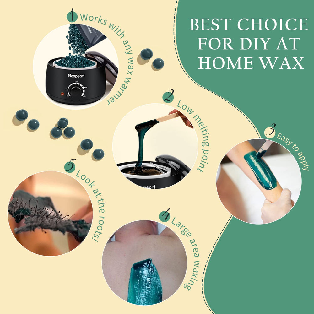 Maxpearl hard wax beads for face offer gentle grip on fine hairs.