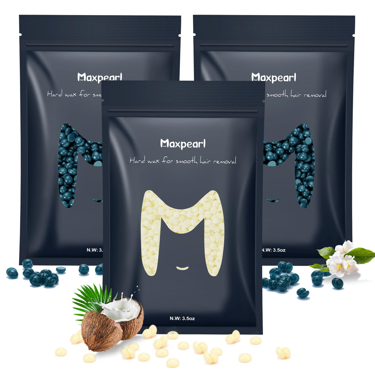 Maxpearl hard wax beads coconut jasmine pack 300g for at-home waxing