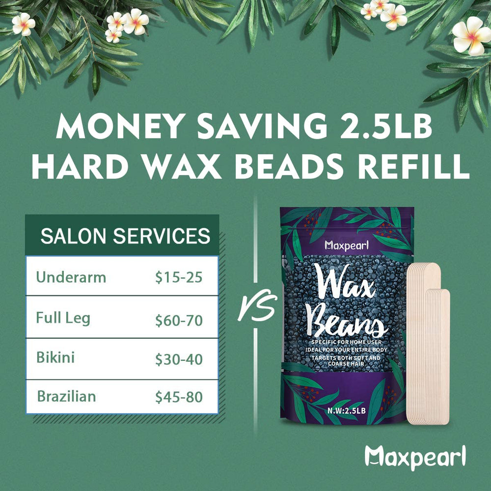Maxpearl hard wax beads texture close-up highlights low-temperature application.