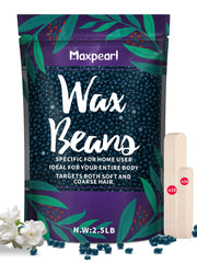 Maxpearl wax beads bag close-up shows premium formula for versatile hair removal.