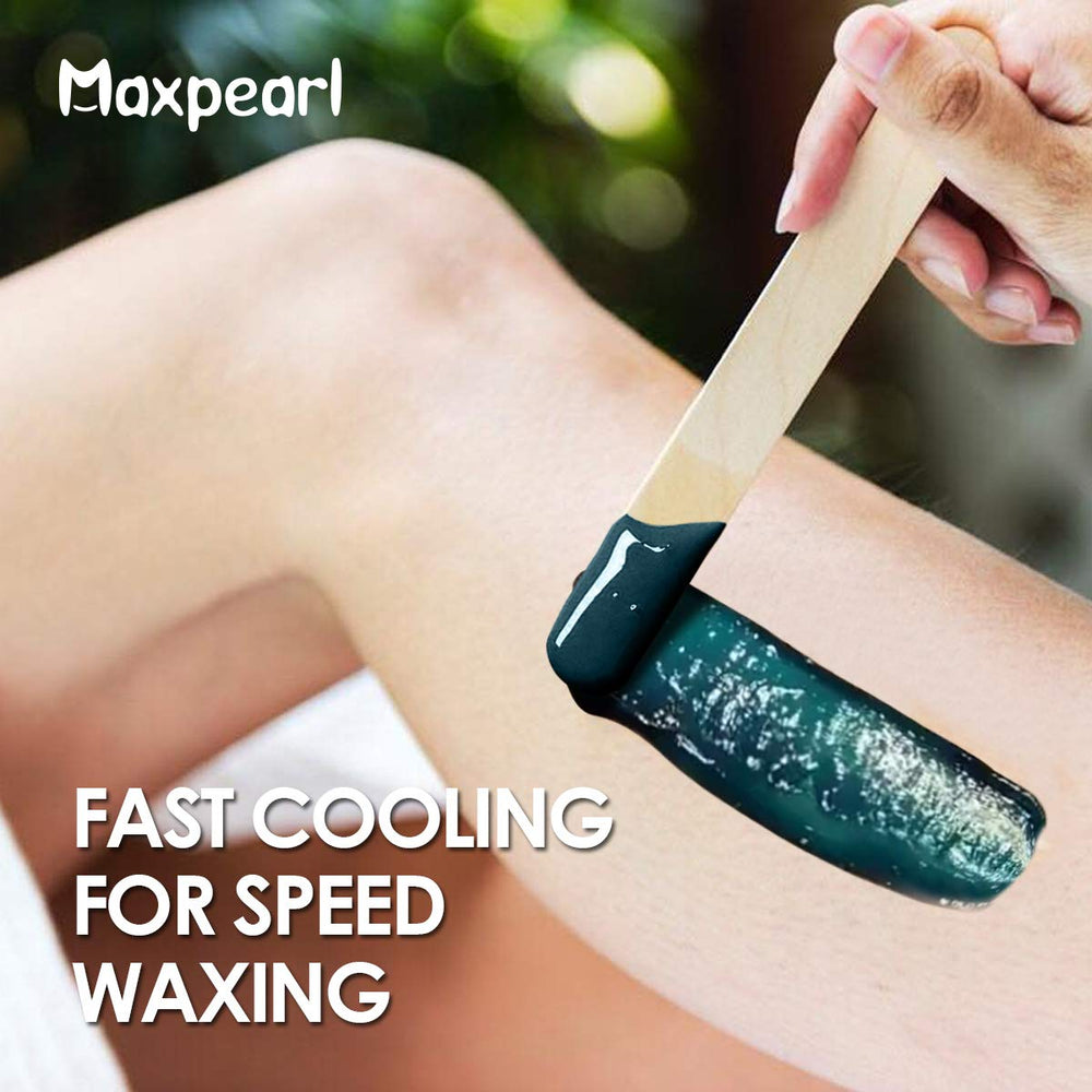 Maxpearl wax beads being applied on arm demonstrates smooth spreading and optional use.