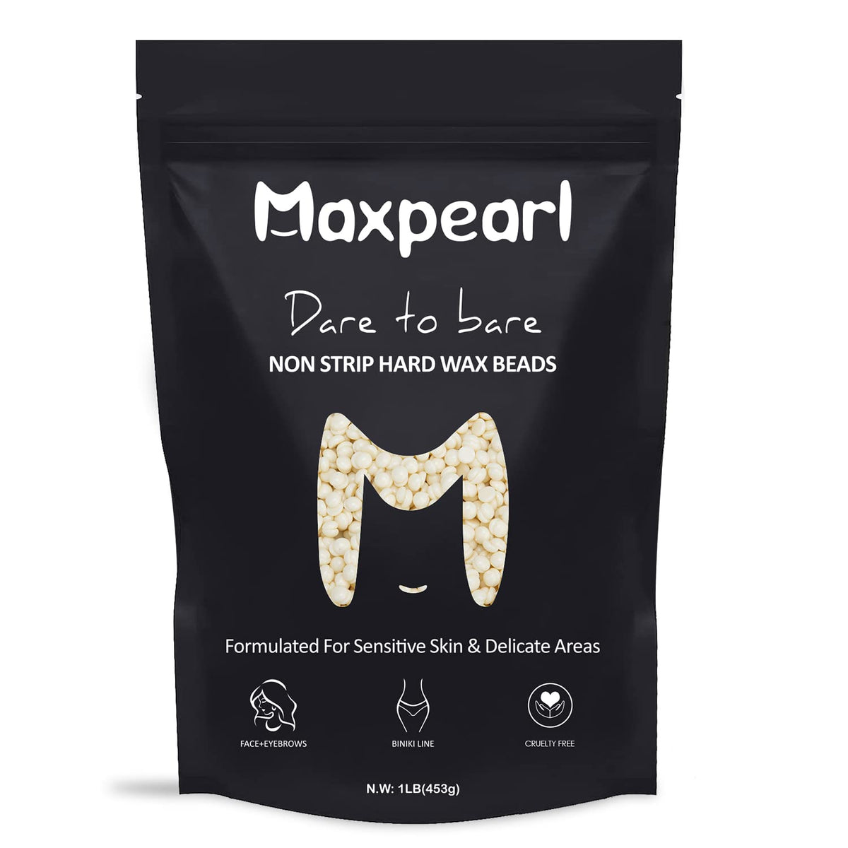 Maxpearl wax beads facial-application for gentle facial hair removal.