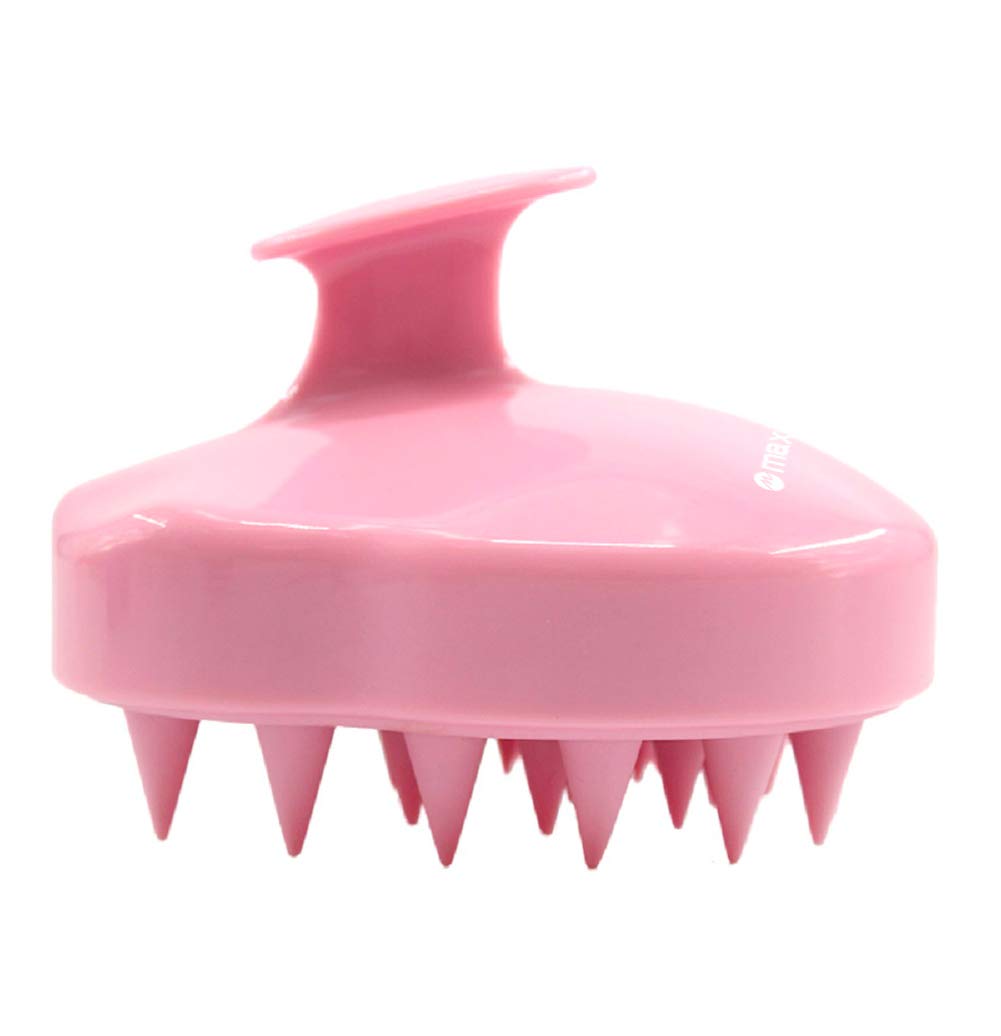 Maxsoft shampoo brush with soft silicone bristles provides a soothing scalp massage.