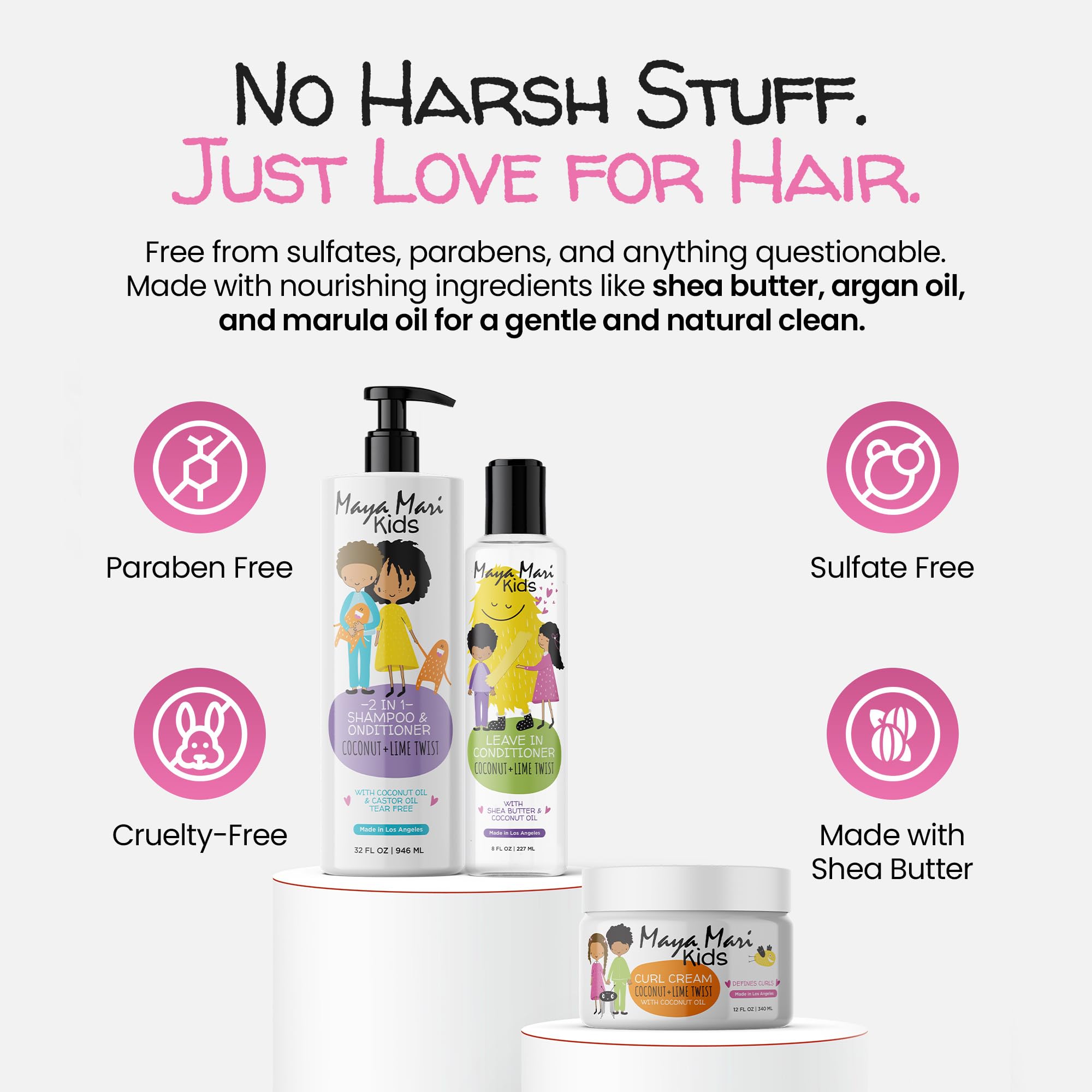 MAYA MARI shea butter ingredient highlights nourishing hair care.