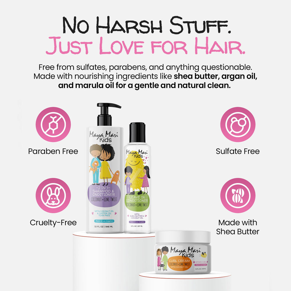 MAYA MARI shea butter ingredient highlights nourishing hair care.