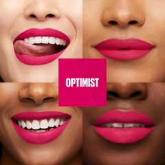 Aplicador en flecha para una aplicación precisa del labial mate Maybelline Optimist.