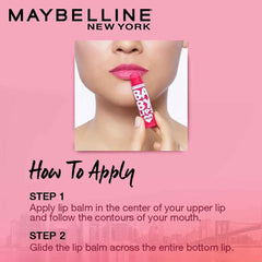 Textura cremosa de Maybelline Baby Lips Cherry Kiss con acabado natural.