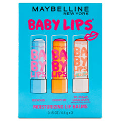 Kit de bálsamos MAYBELLINE Baby Lips para labios hidratados en uso diario.