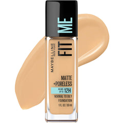 Maybelline Fit Me Matte base de maquillaje, textura natural para piel normal a grasa, acabado suave