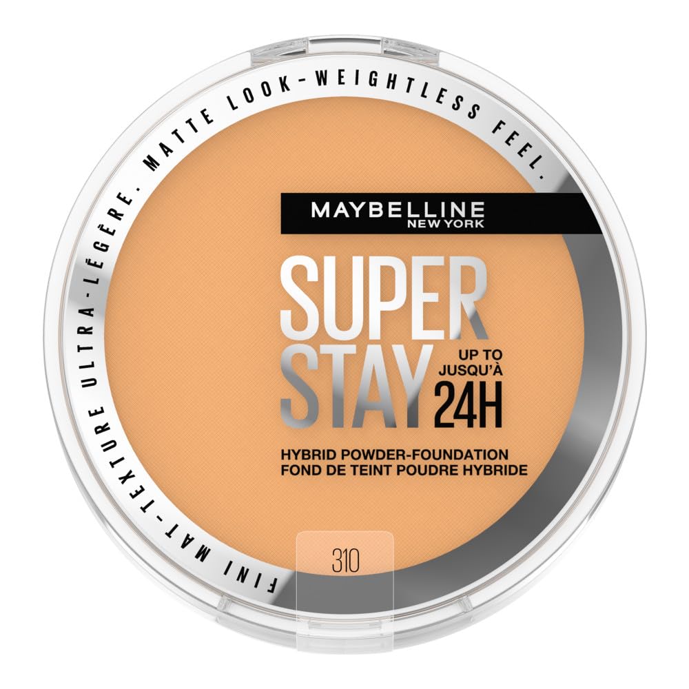 Maybelline base polvo híbrido con cobertura media a total y acabado mate para uso diario.