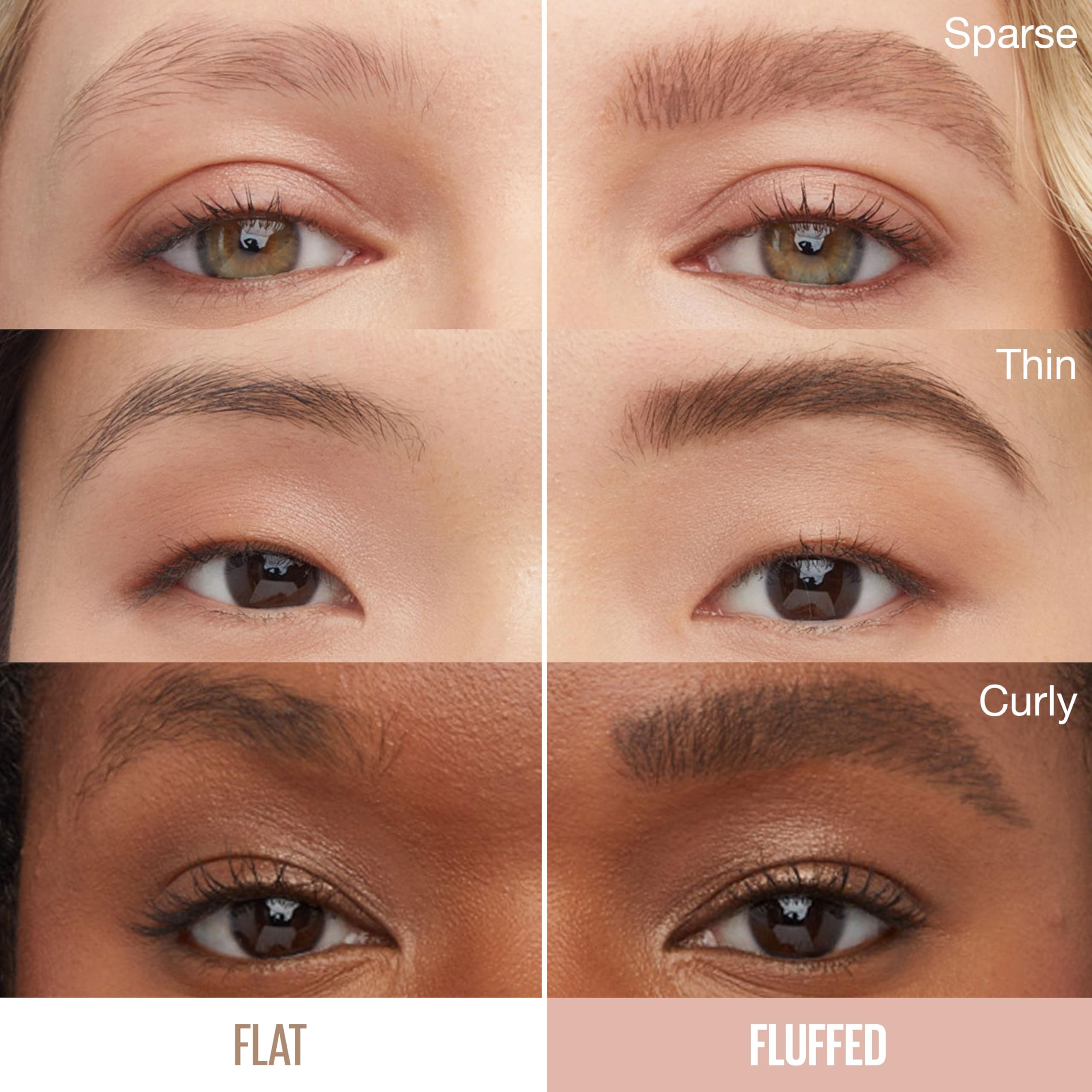Maybelline Superfluff Brow Mousse airy formula diffuses onto hairs for lift.