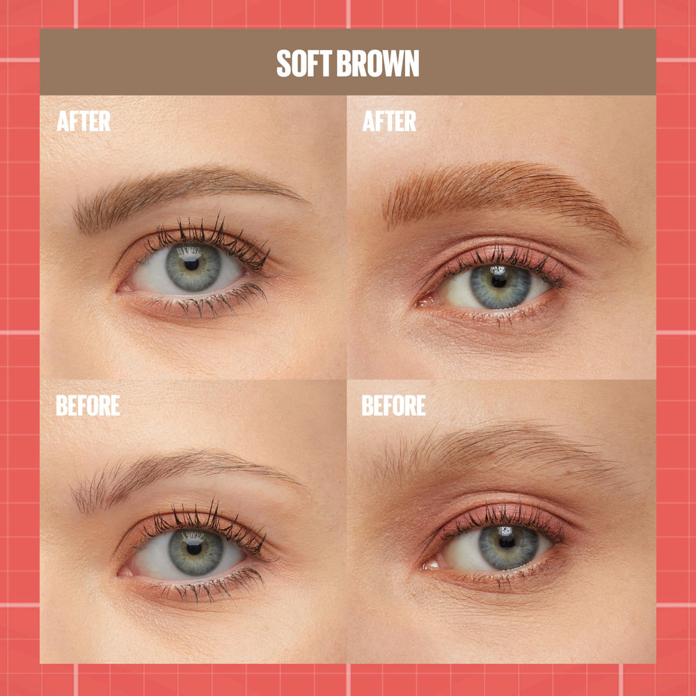 Maybelline Build-A-Brow six shades displayed for versatile brow matching.