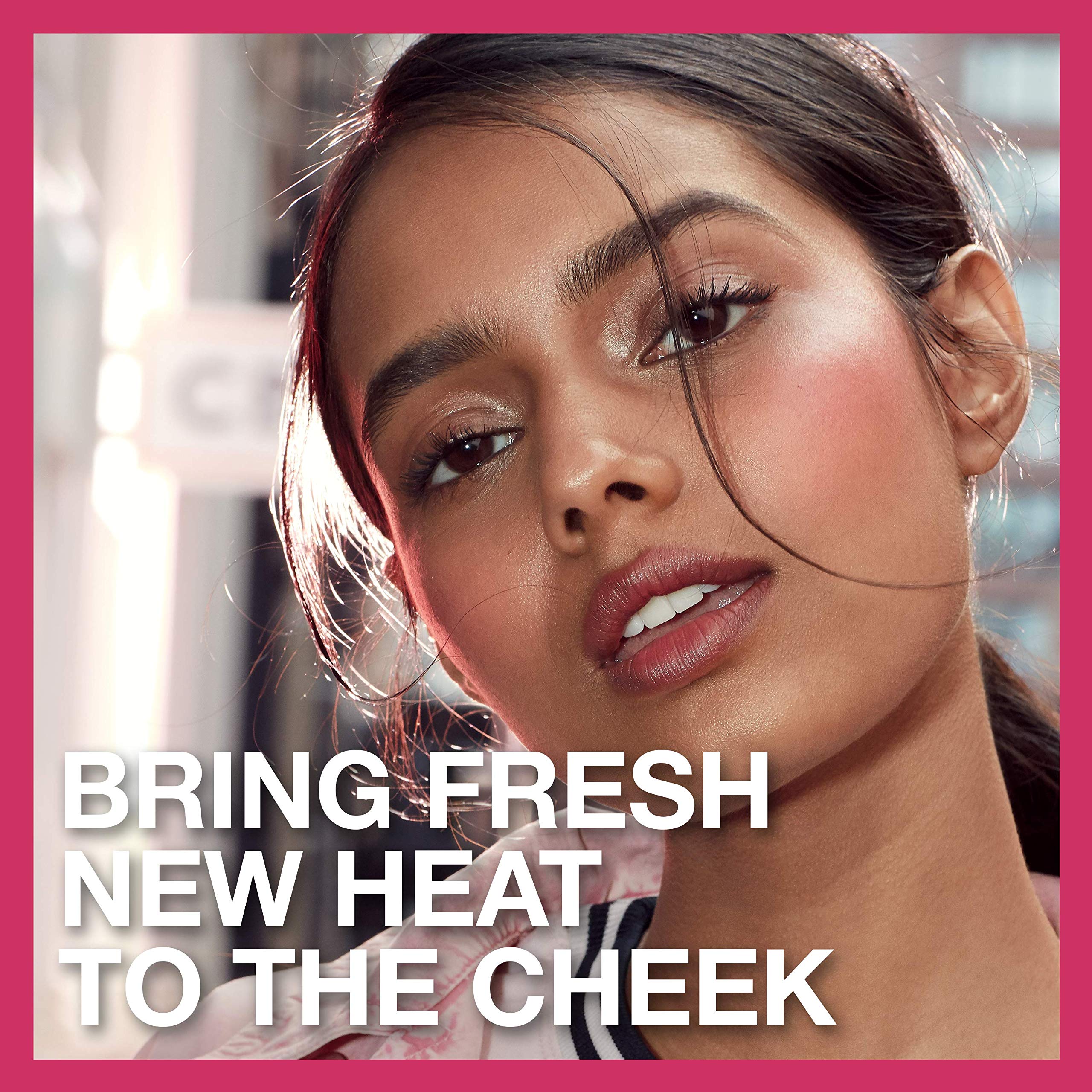 Maybelline Cheek Heat Coral Ember displays warm, natural glow