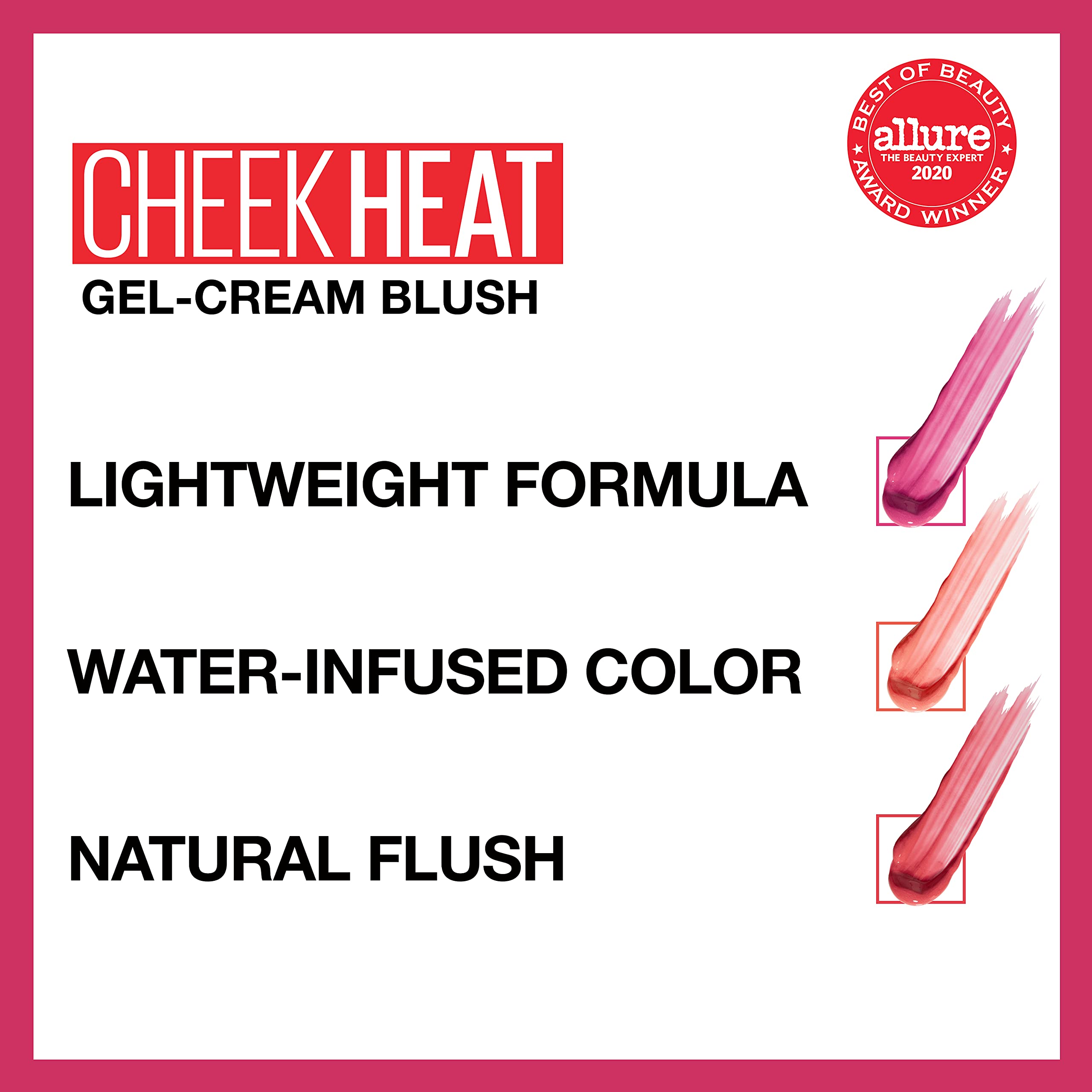 Dewy finish on skin from Maybelline Cheek Heat gel-cream blush.