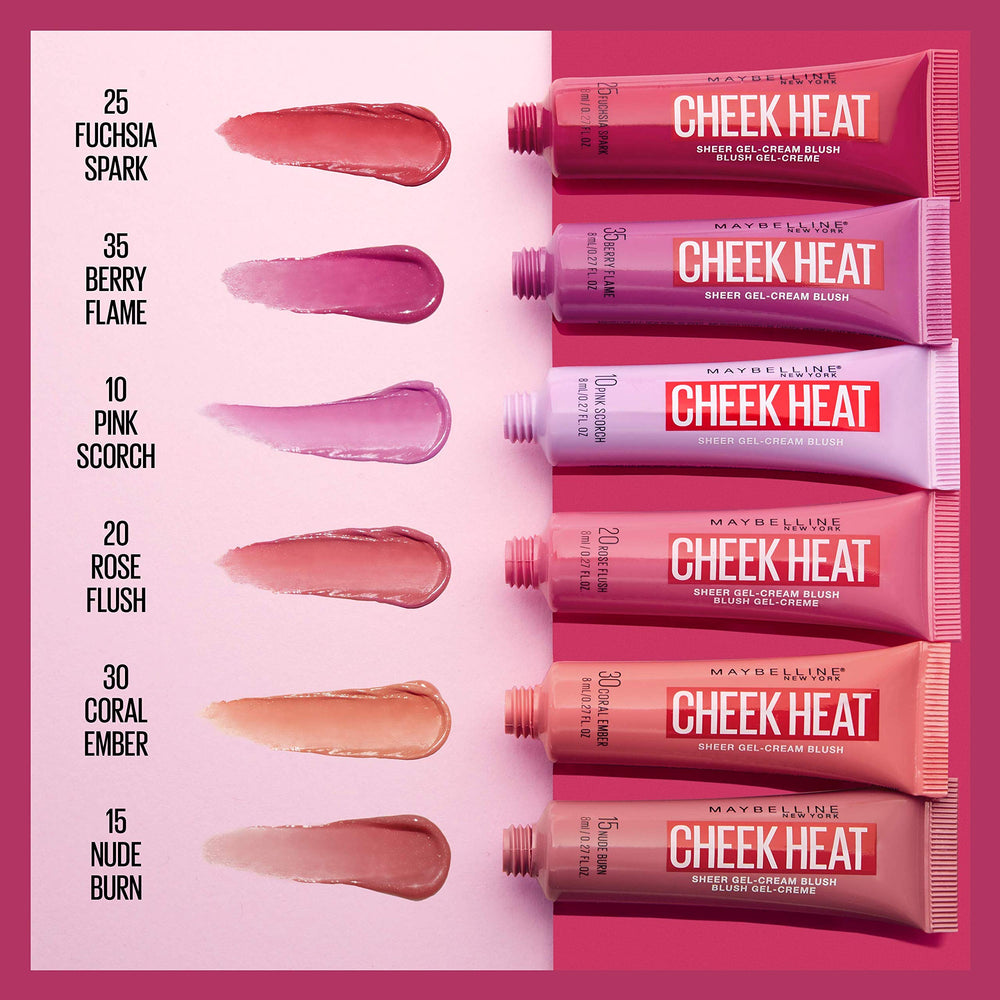 Maybelline Cheek Heat Fuchsia Spark on cheeks for luminous pink glow