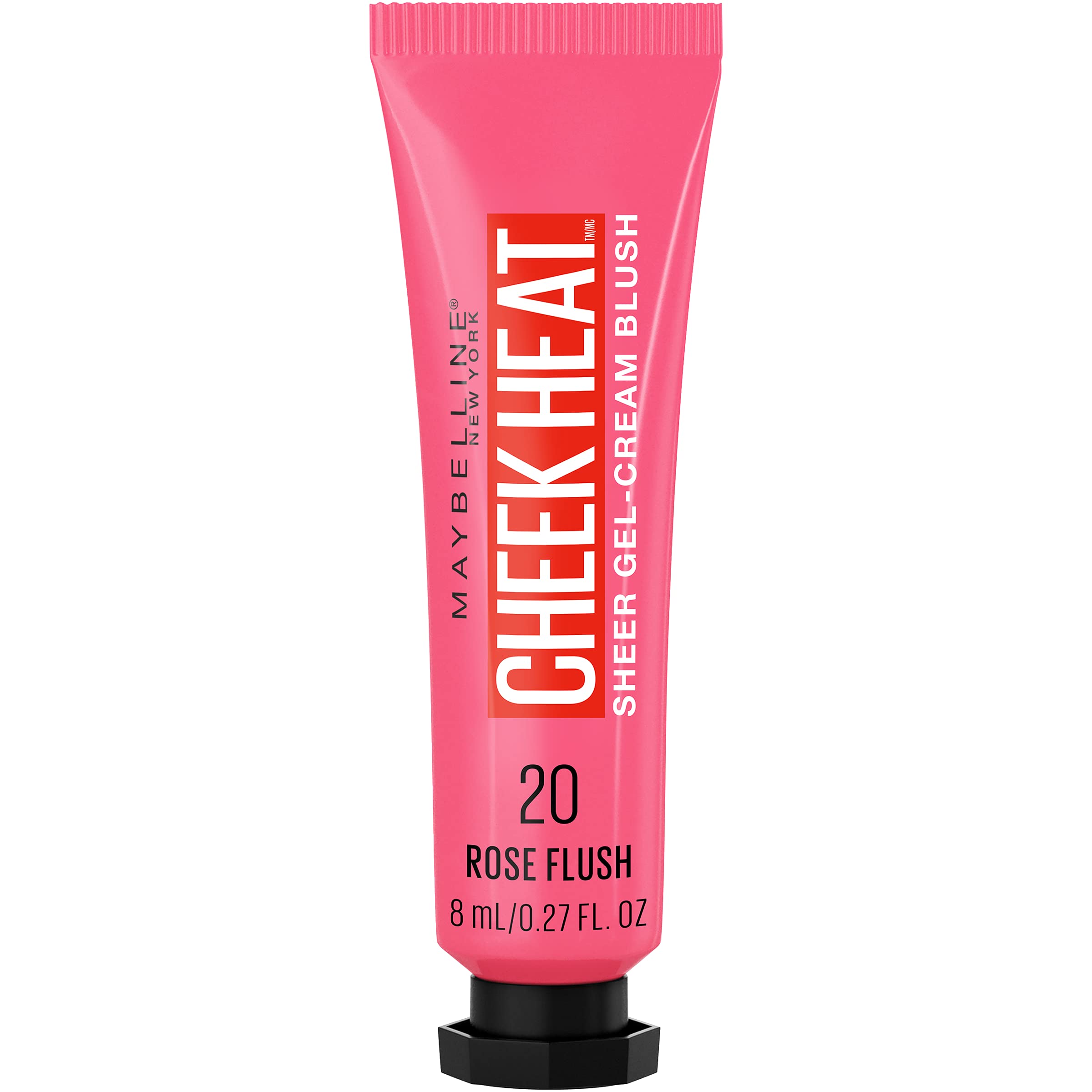 Maybelline Cheek Heat Rose Flush swatch showing a natural dewy glow