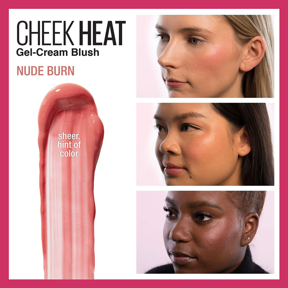 Close-up of Maybelline Cheek Heat gel-cream texture highlighting blendable formula.