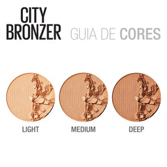 MAYBELLINE City Bronzer: textura micro-molienda para un acabado ultra suave.
