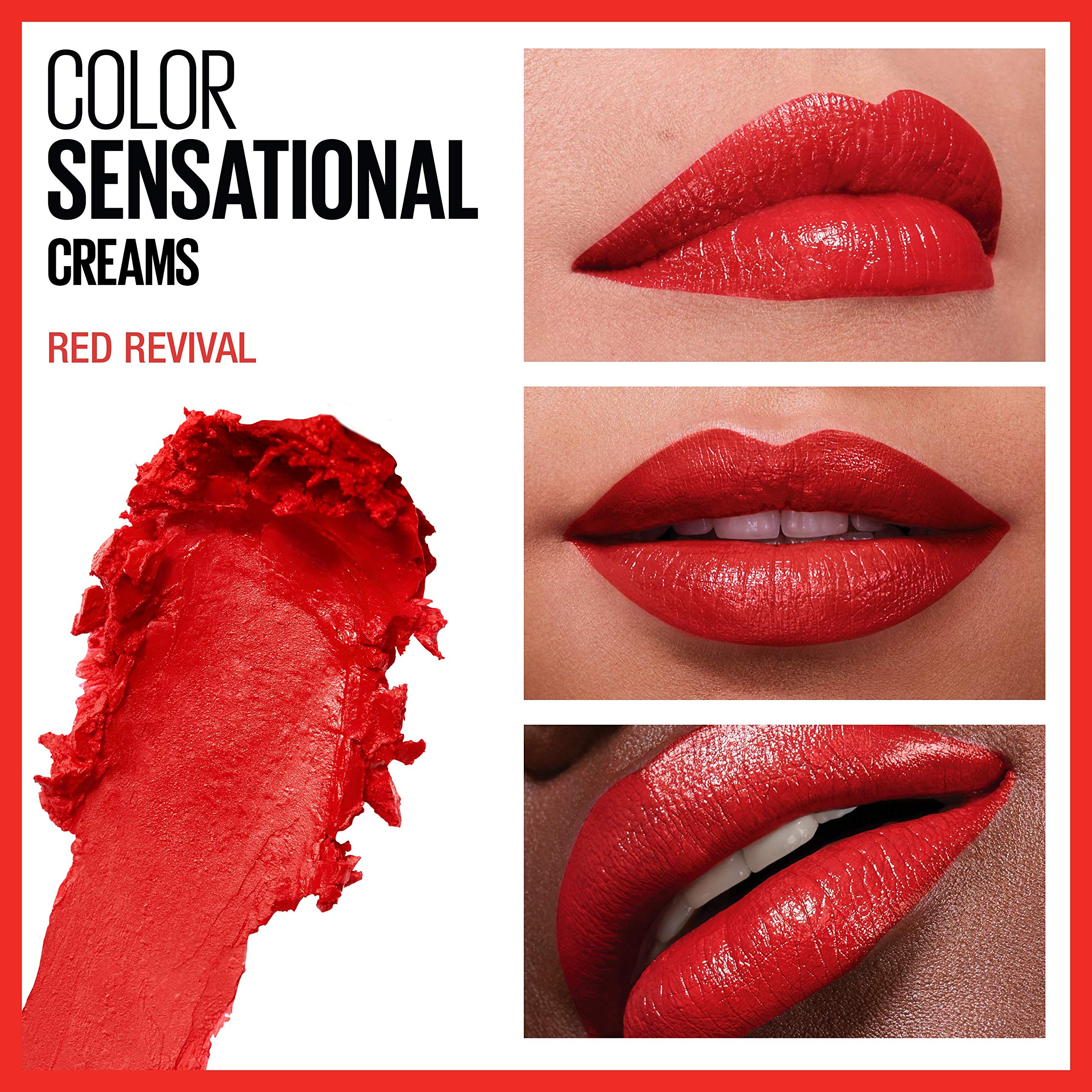 Maybelline Color Sensational Lipcolor 645 Red Revival application close-up with smooth glide