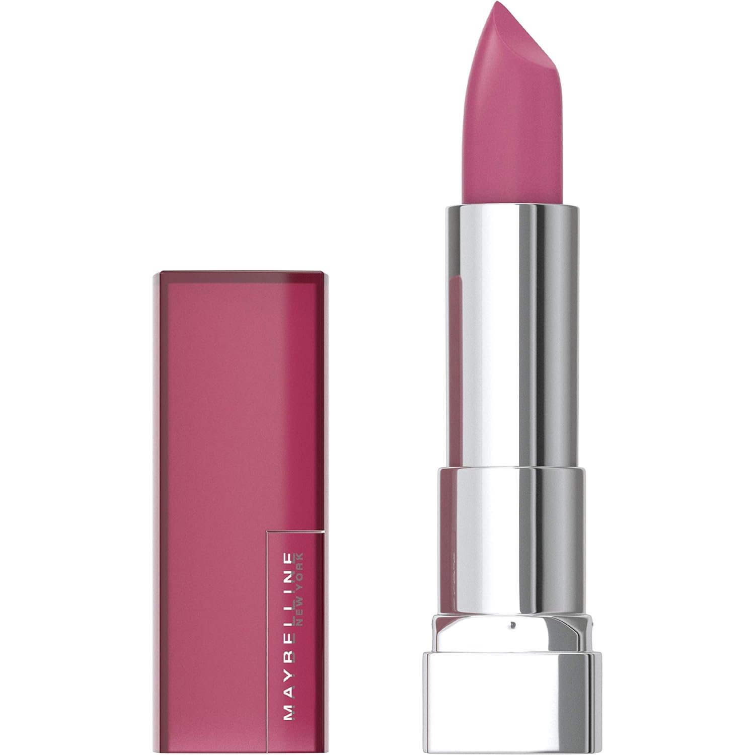 Maybelline Color Sensational lipstick swatches nude shade for a hydrating matte finish.