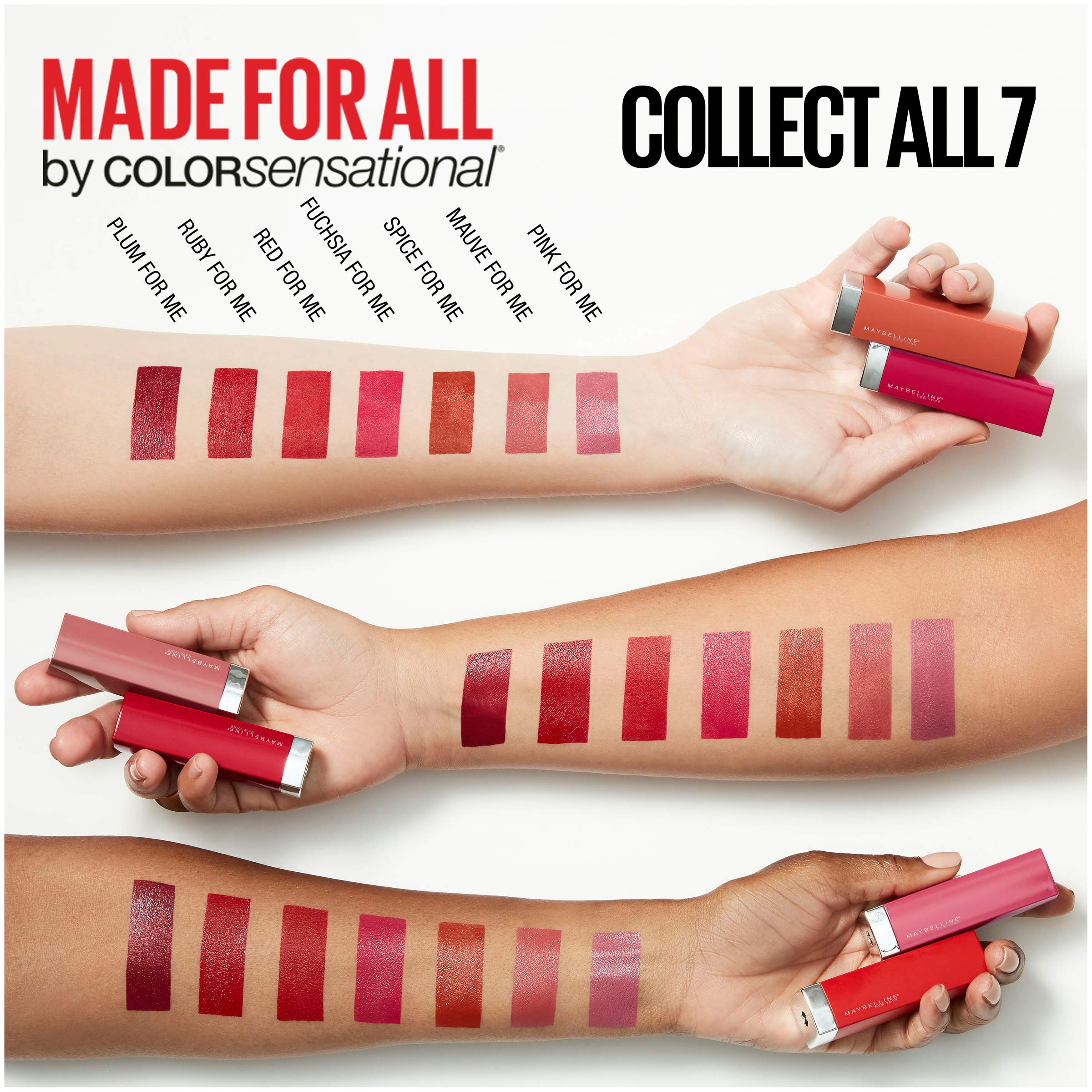 Maybelline Color Sensational Made for All satin-matte lipstick with comfortable feel.