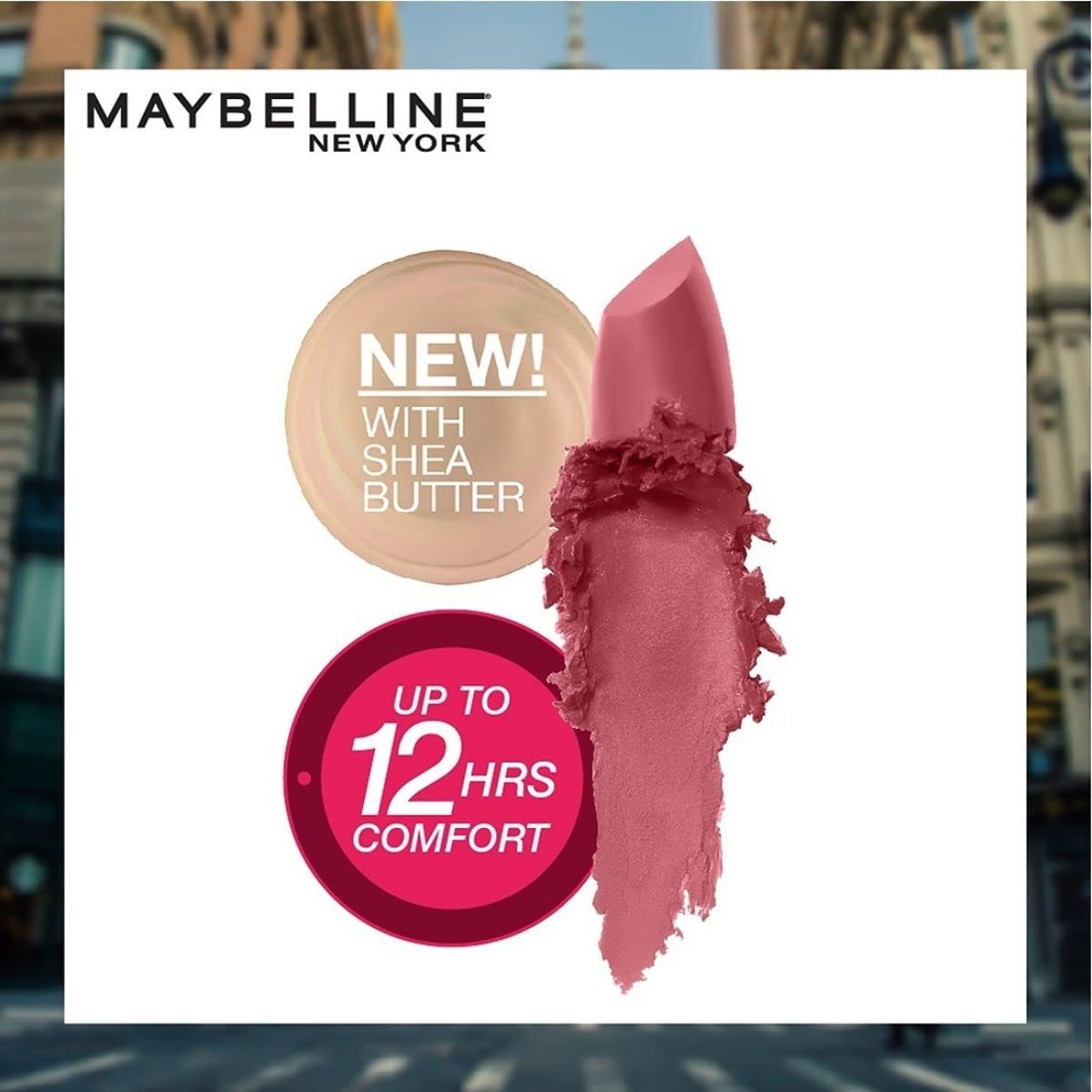 Maybelline Color Sensational red lipstick swatch for bold, statement lips.