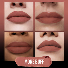 Maybelline Nude More Buff close-up highlights a versatile nude pink.